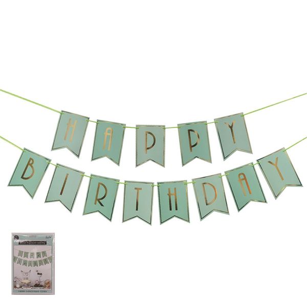 Luxe Mint & Gold Foil Happy Birthday Bunting - 500cm