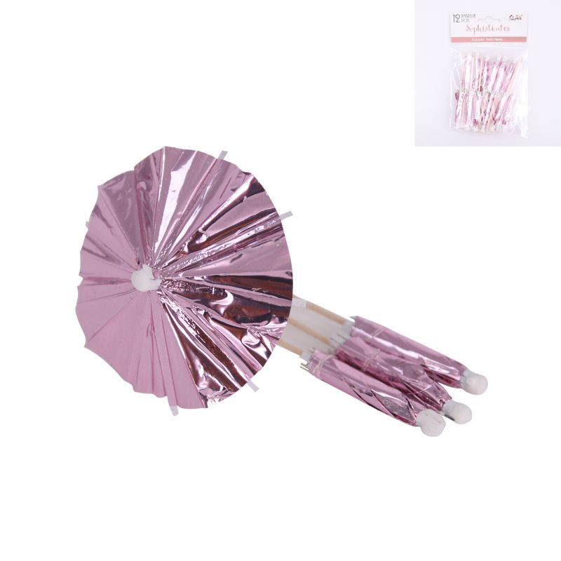 12 Pack Rose Gold Umbrella Pick