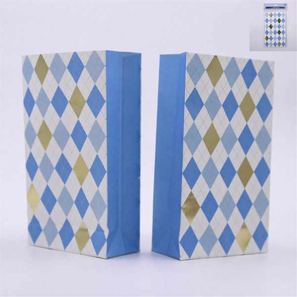 6 Pack Blue Plaid Party Bags