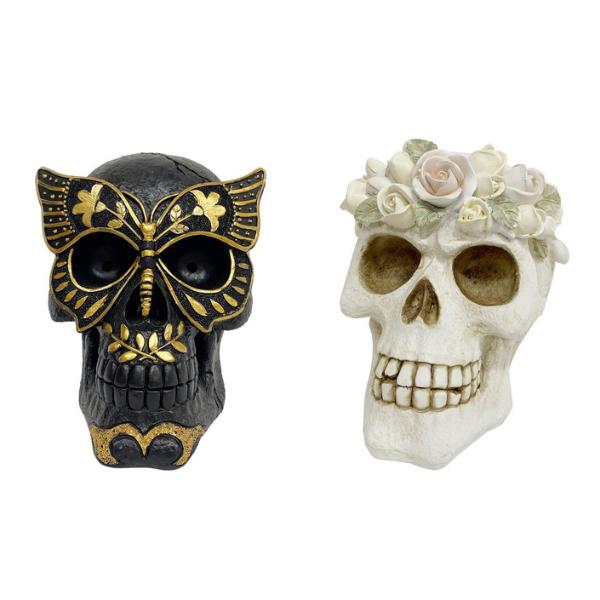 Black Or White Floral Skull - 18cm