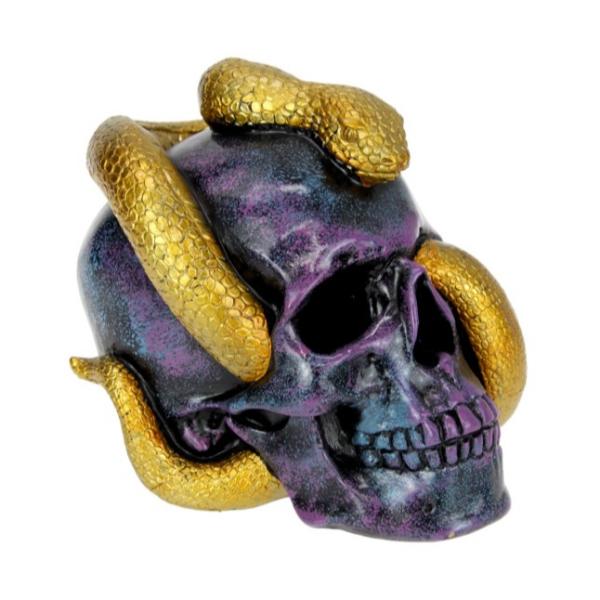 Purple Marble Skull With Snake - 18cm