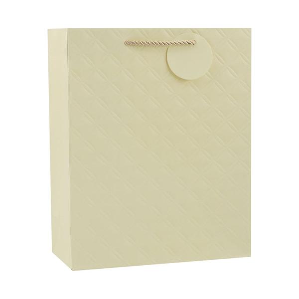 Ivory Diamond Embossed Gift Bag - 26cm x 32cm x 12cm