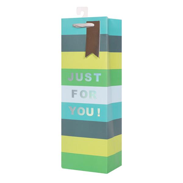 Stripe Just For You Hot Stamp Bottle Bag - 12cm x 36cm x 9cm
