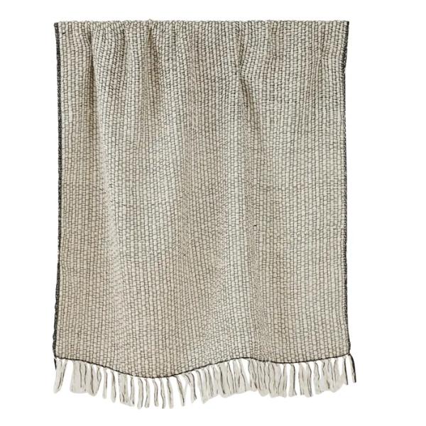 Vienna Ivory & Black Wool Blend Throw - 125cm x 150cm