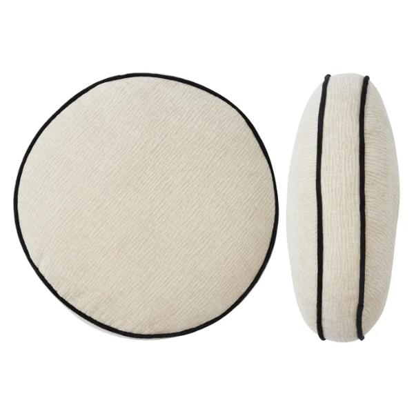 Lava Velvet Ivory & Black Round Cushion - 40cm