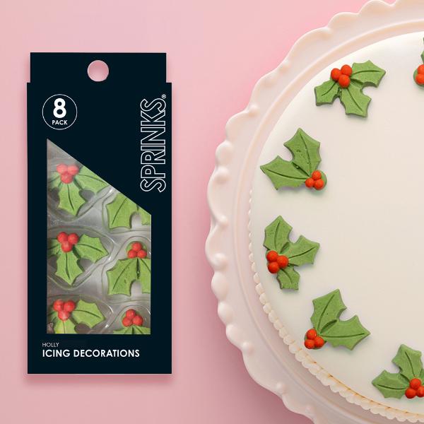 8 Pack Sprinks Holly Icing Decorations