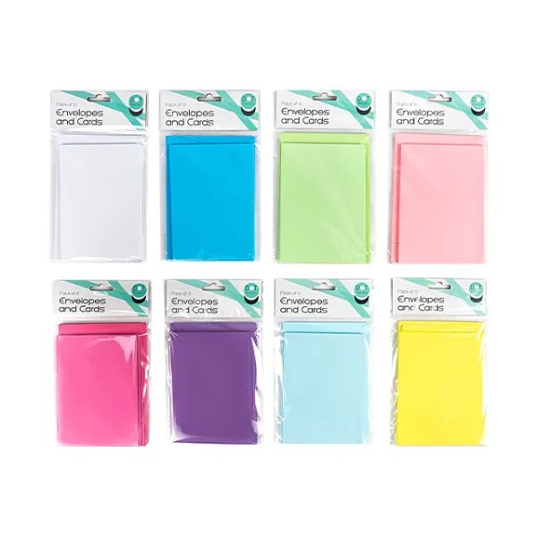 6 Pack Blank Cards & Envelopes - 16.3cm
