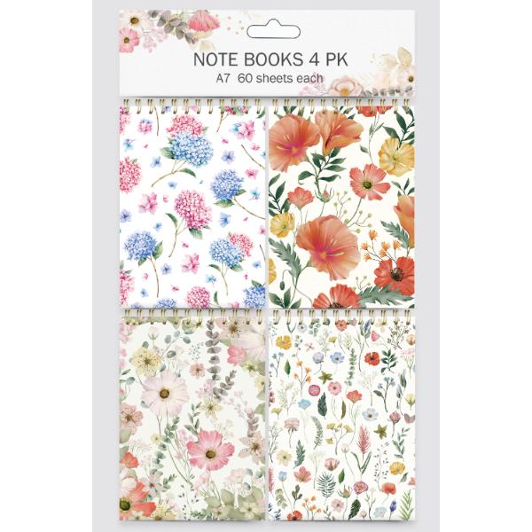 4 Pack 60 Sheets Each A7 Notebook