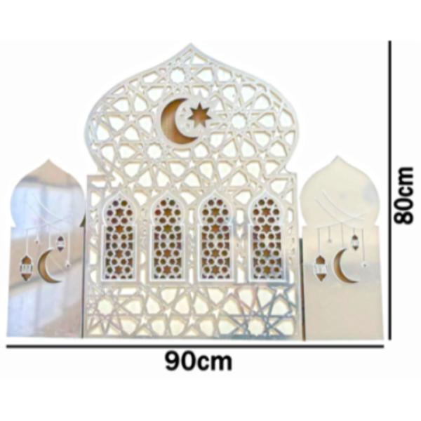 Medium Silver Natural Wood & Acrylic Wide Tall Masjid - 80cm x 90cm