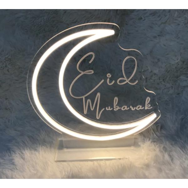 Acrylic Neon Eid Mubarak LED Table Stand - 30cm