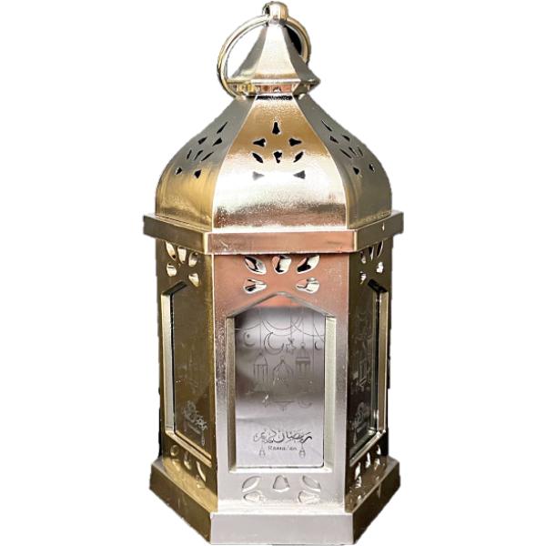 Medium Silver Plastic Eid Lantern With Music - 17cm