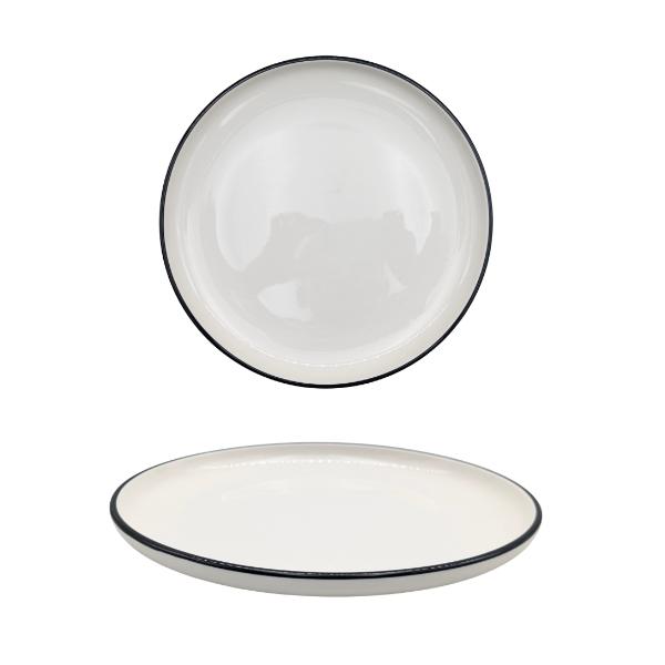 Sorrento Porcelain Side Plate With Black Rim - 26.67cm