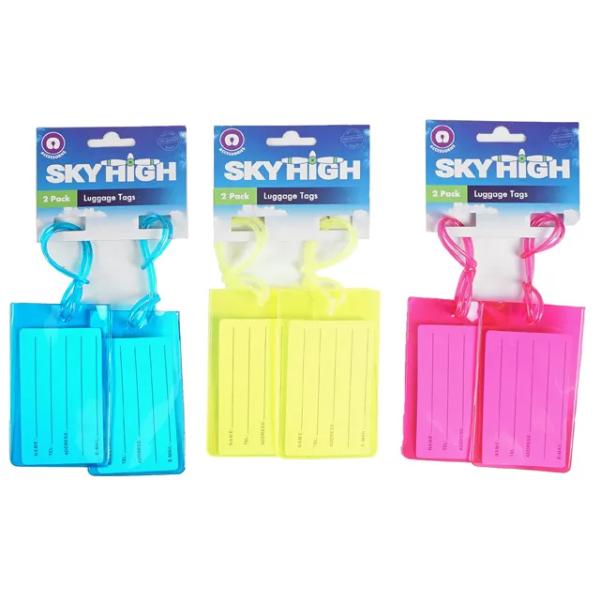 2 Pack Colour Luggage Tags - 10.9cm x 6.5cm