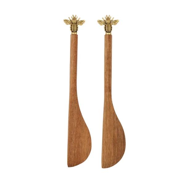 2 Pack Natural Wood Metal Bumble Bee Spreaders