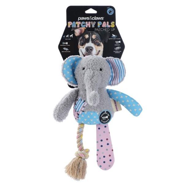 Patchy Pals Plush Elephant Pet Toy - 36cm x 20cm x 8cm