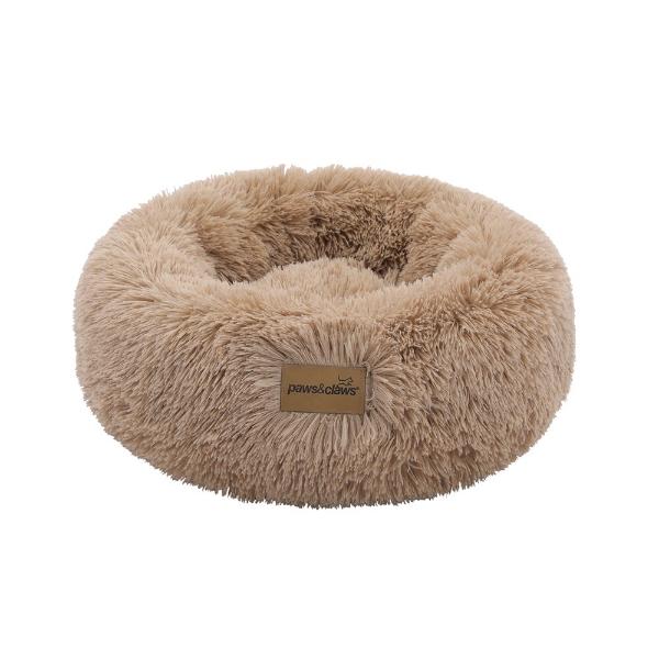 Paws & Claws Small Camel Brown Calming Plush Bed - 50cm