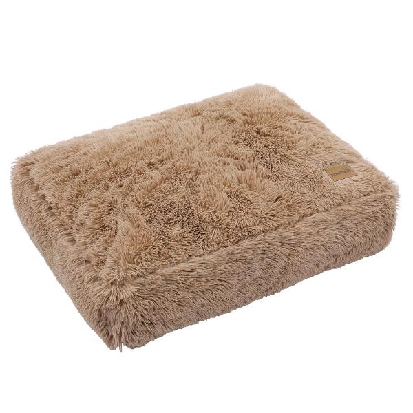 Paws & Claws Large Camel Brown Calming Plush Bed - 80cm x 60cm