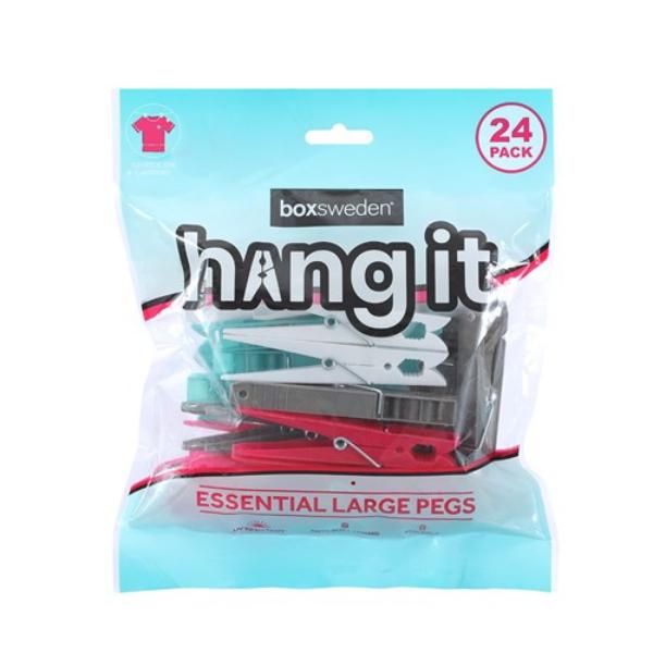 24 Pack Large Hang It Essential Clothes Pegs