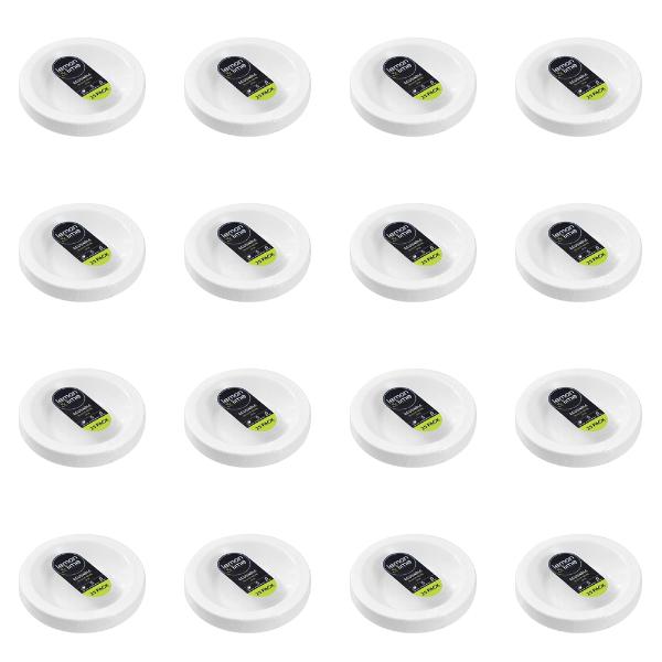 25 Pack Lemon & Lime White Round Reusable Serving Plate - 18cm