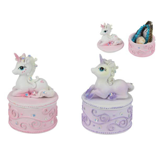 Jewelled Unicorn Pin Box - 12cm