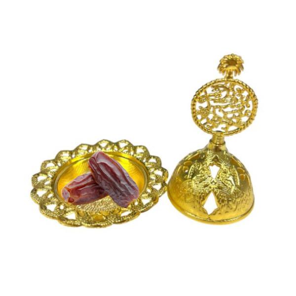 Gold Mini Metal Round Incense Burner - 7cm x 8.3cm