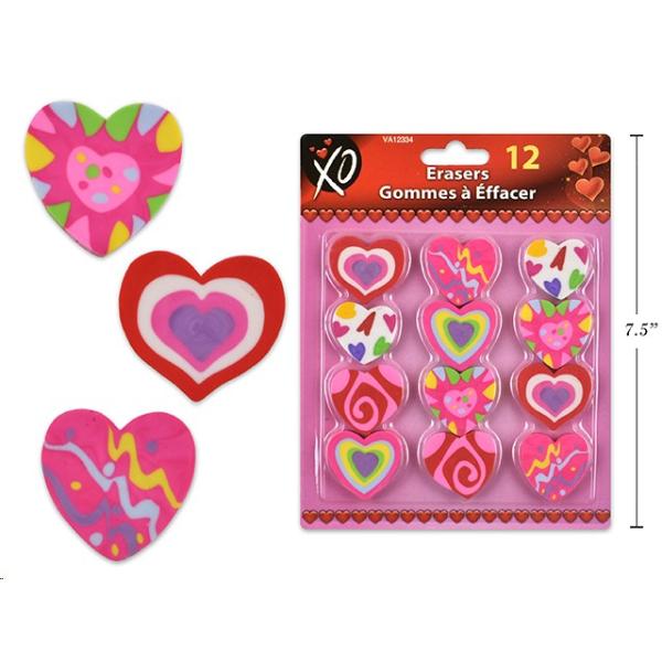 12 Pack Valentines Erasers