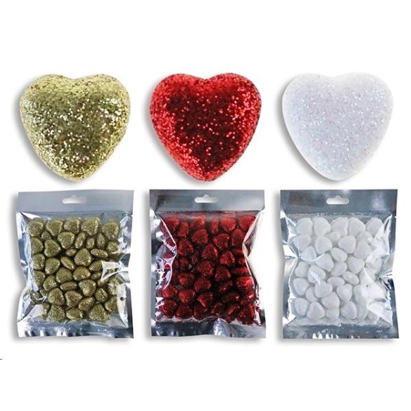 50 Pack Valentines Glitter Heart Scatter - 1.8cm