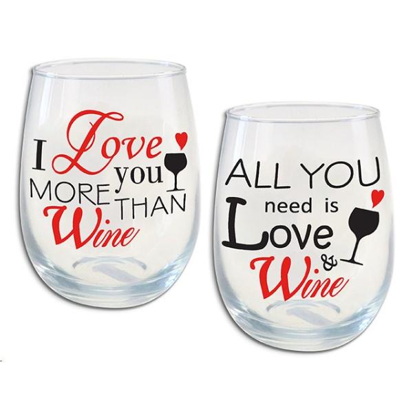 Valentines Stemless Wine Glass - 450ml