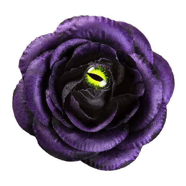 Purple Rose Hair Clip With Cat Eye