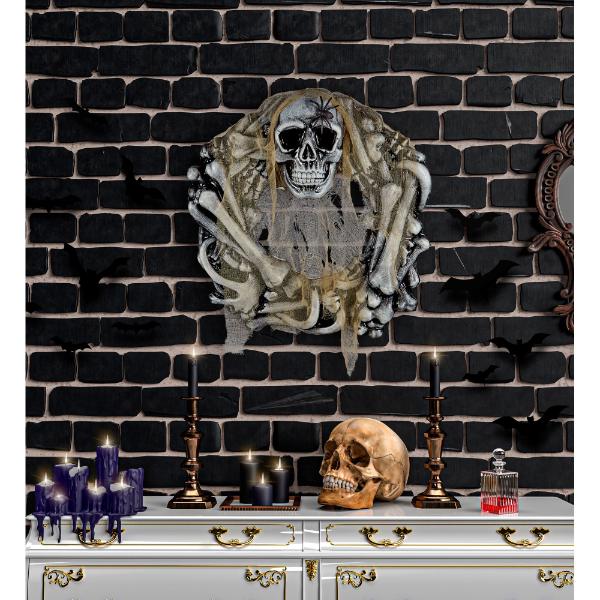 Skull & Bones Wreath With Spider And Spooky