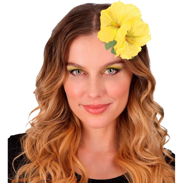2 Yellow Hibiscus Flowers Hair Clip