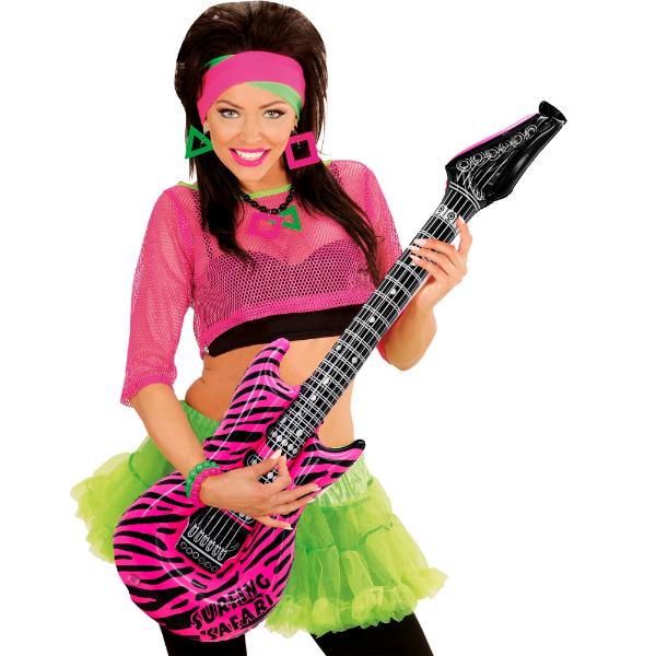 Inflatable Pink Zebra Guitar - 105cm