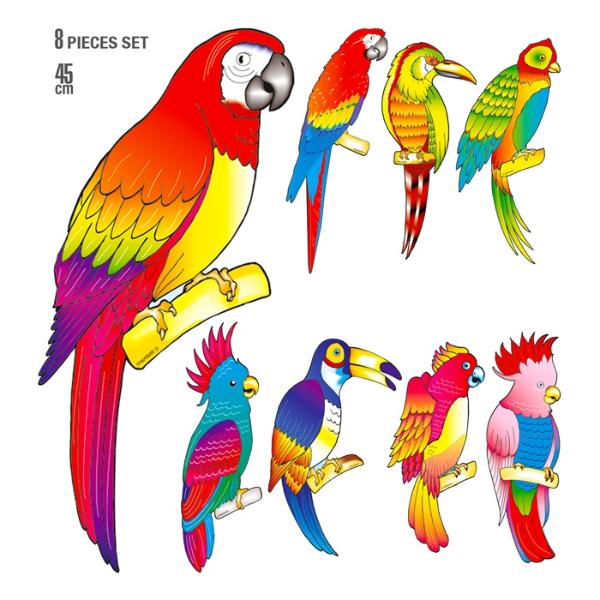 8 Pack Tropical Birds - 45cm