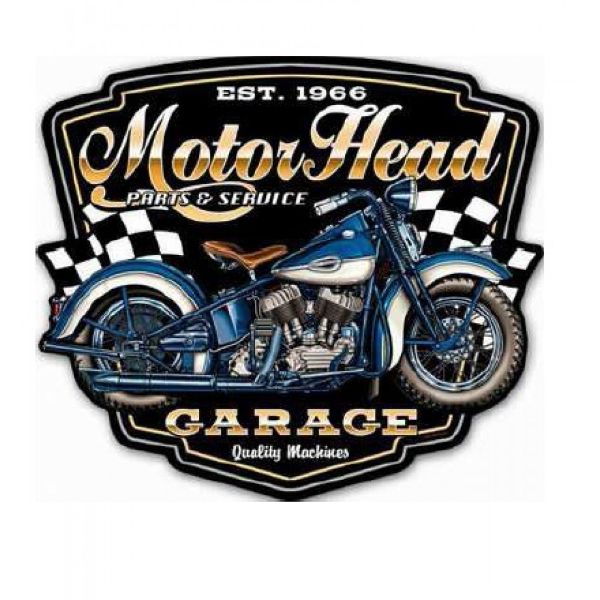 Motor Head Embossed Iron Plaques - 30cm