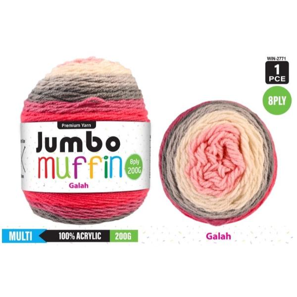 Premium Jumbo Muffin Galah 100% Acrylic 8 Ply Yarn - 200g
