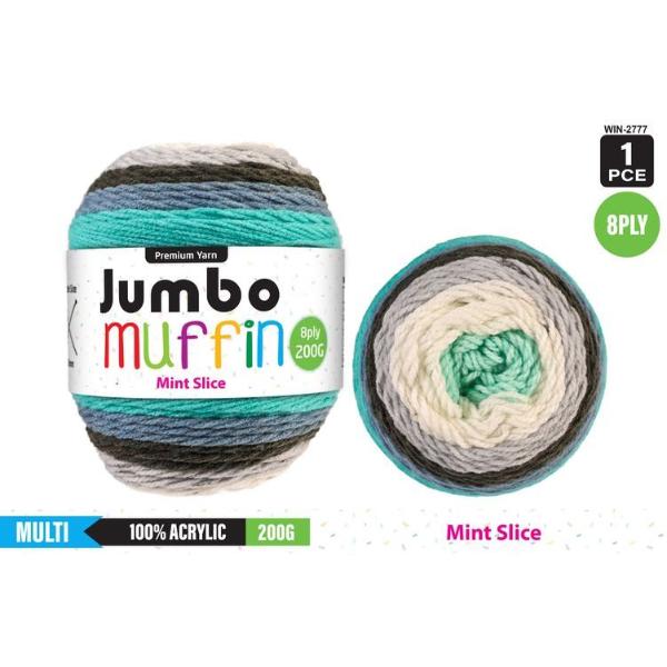 Premium Jumbo Muffin Mint Slice 100% Acrylic 8 Ply Yarn - 200g