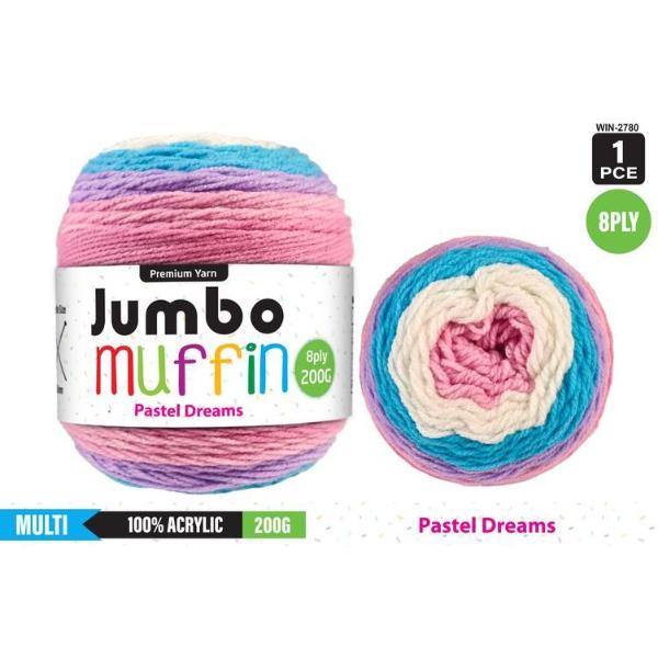 Premium Jumbo Muffin Pastel Dreams 100% Acrylic 8 Ply Yarn - 200g