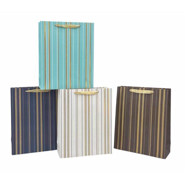 Xtra Large Assorted Foiled Stripes Gift Bag - 31cm x 42cm x 12cm