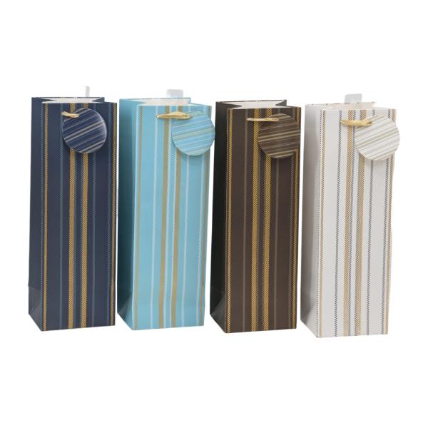 Assorted Foiled Stripes Gift Bottle - 12cm x 8.5cm x 36cm