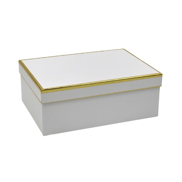 White Deluxe Foiled Rim Gift Box - 43cm x 34cm x 16cm