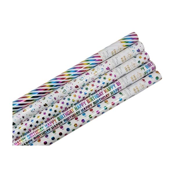 Assorted Holographic Foiled Everyday Gift Wrap - 70cm x 200cm