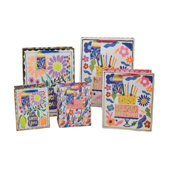 Vigorous Large Flowers Gift Bag - 32cm x 10cm