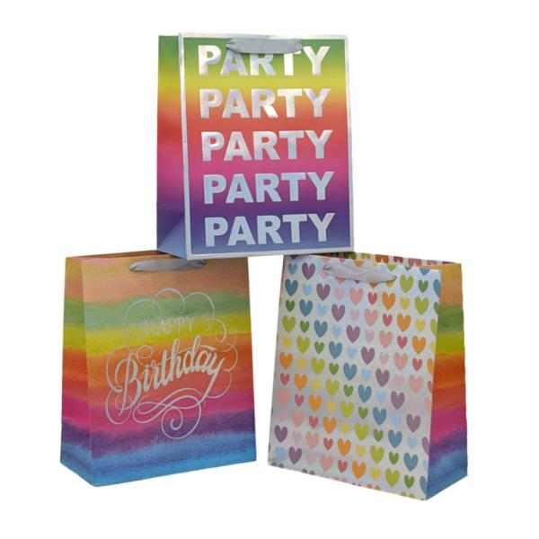 Medium Rainbow Celebration Gift Bag - 23cm x 17.7cm x 10cm