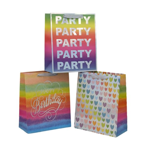 Large Rainbow Celebration Gift Bag - 32cm x 26cm x 12cm