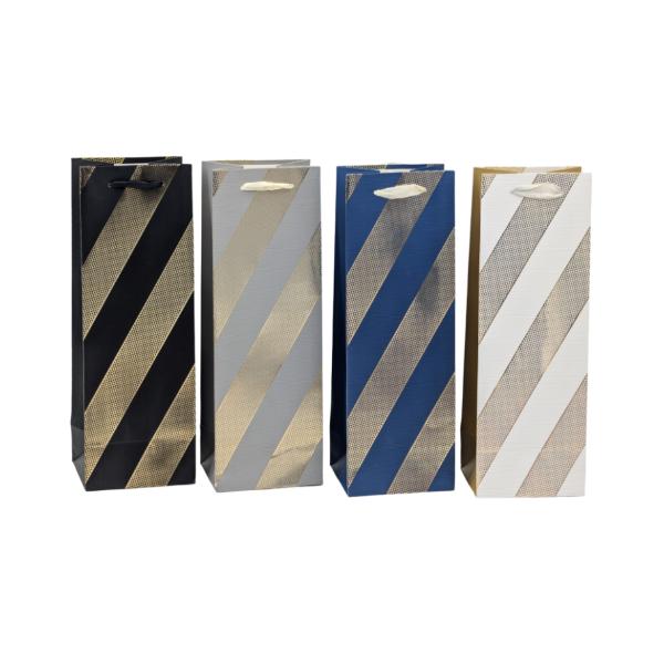 Assorted Thick Stripe Foiled Gift Bag - 13cm x 36cm x 8.5cm