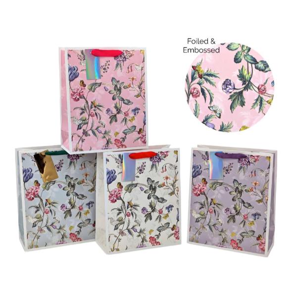 Xtra Large Jardin Floral Foiled Gift Bag - 42cm x 31cm x 12cm