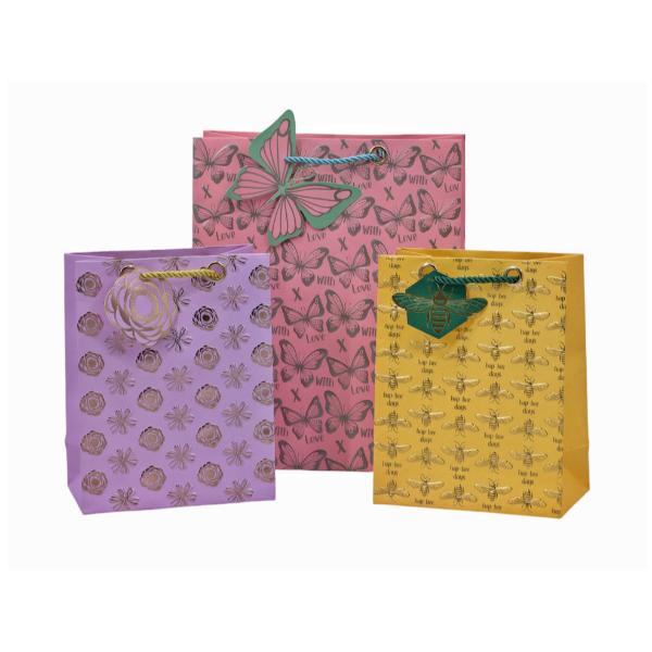Medium Foiled Luxury Garden Gift Bag - 23cm x 18cm x 100cm