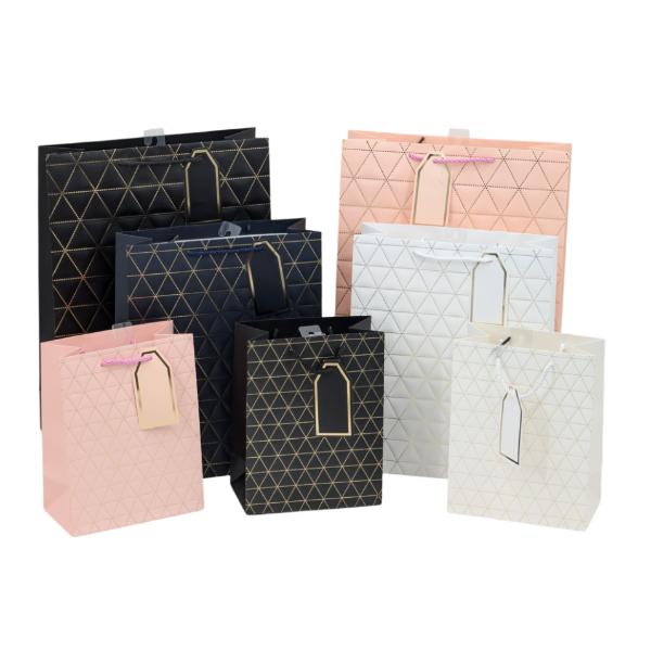Medium Assorted Foiled Triangles Gift Bag - 23cm x 17.7cm x 10cm