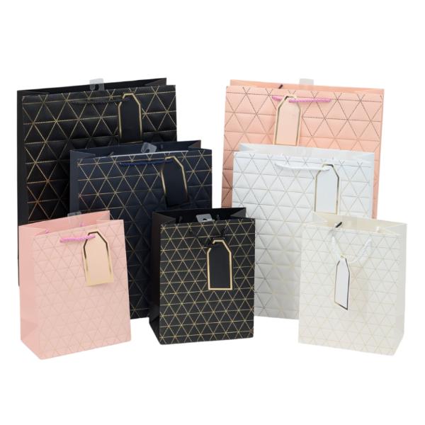 Large Assorted Foiled Triangles Gift Bag - 32cm x 26cm x 12cm