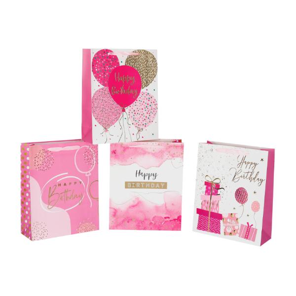 Medium Pink Celebration Gift Bag - 23cm x 17.7cm x 10cm